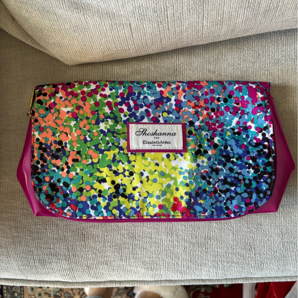 Vintage Shoshanna for Elizabeth Arden Pink Painted Fold Over Cosmetic Case